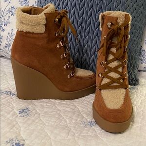 Women's Jessica Simpson Tan Wedge Boots